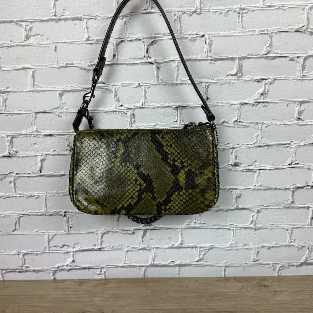 NWT Coach Nolita 19 Snake Print Wristlet/Small bag Olive Green CCF62 Styled Set